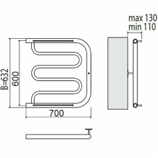 Водяной полотенцесушитель Terminus Фокстрот 600x700 4620768881343 с полкой Хром