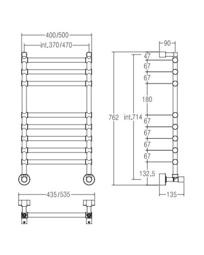 Полотенцесушитель водяной Margaroli Sole 464/370-8 хром