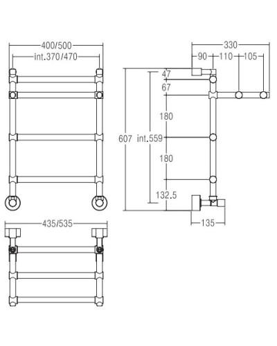 Полотенцесушитель водяной с полкой Margaroli Sole 455/370 хром