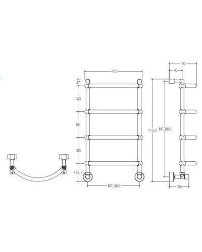Полотенцесушитель водяной Margaroli Luna 432 золото