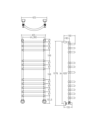 Полотенцесушитель водяной Margaroli Luna 434-11 золото