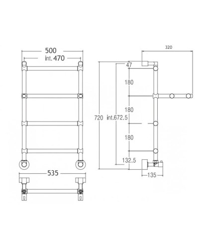 Полотенцесушитель водяной с полкой Margaroli Sole 442/470 хром