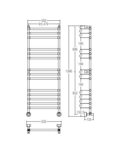 Полотенцесушитель водяной Margaroli Sole 464/470-14 хром