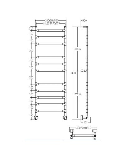Полотенцесушитель водяной Margaroli Sereno 484/475-11 хром