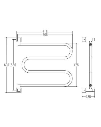 Полотенцесушитель водяной Margaroli Aria 400/SQ хром