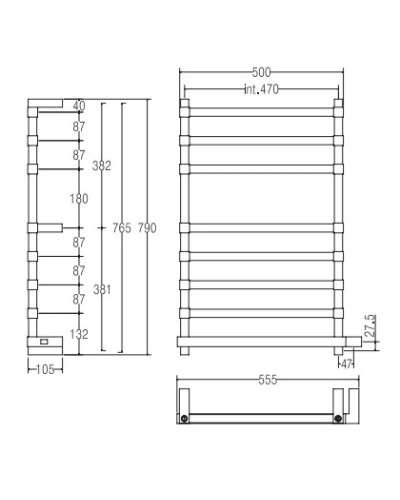 Полотенцесушитель электрический Margaroli Panorama 864-8 хром левый 8644708CRNBL