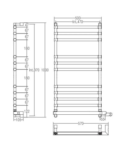 Полотенцесушитель электрический Margaroli Sole 564-11 бронза 5644711OBNB