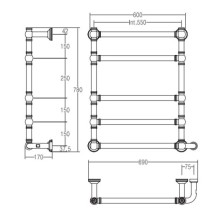 Полотенцесушитель электрический Margaroli Armonia 9-564 хром