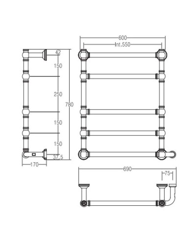 Полотенцесушитель электрический Margaroli Armonia 9-564 хром