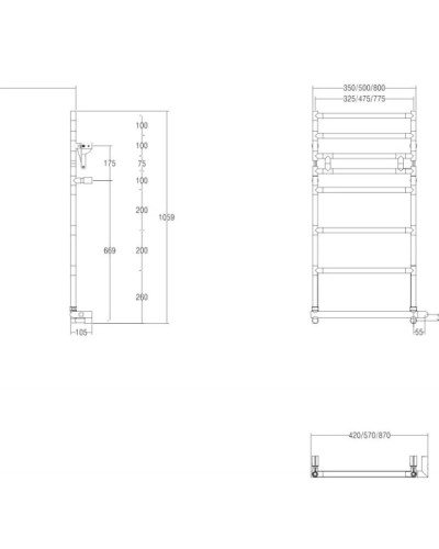 Полотенцесушитель электрический Margaroli Sereno 583-8/475 бронза
