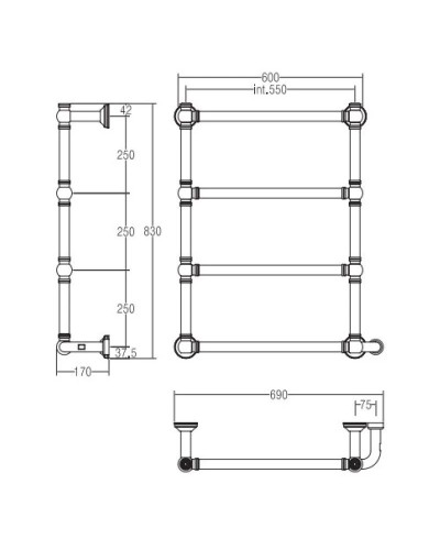 Полотенцесушитель электрический Margaroli Armonia 9-542 золото