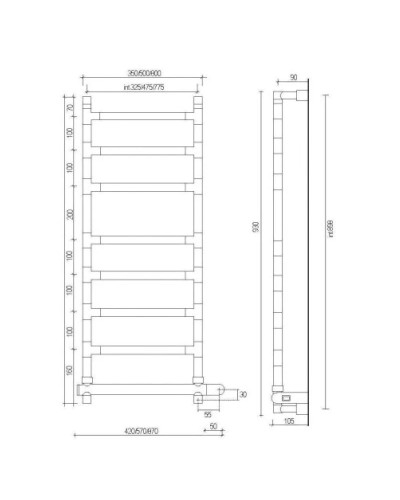 Полотенцесушитель электрический Margaroli Sereno 584-8/325 хром