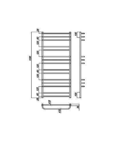 Водяной полотенцесушитель Ravak Cube 50х120 X04000083670 Хром