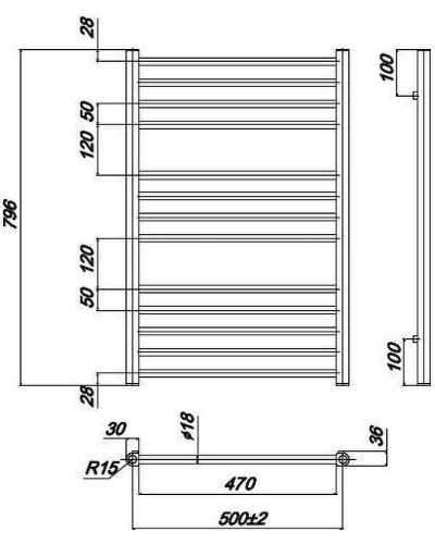 Водяной полотенцесушитель Ravak Norma 50х80 X04000083678 Хром