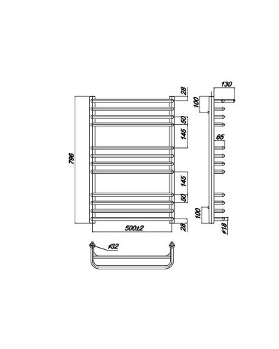 Водяной полотенцесушитель Ravak Optima 50х80 X04000083685 с полкой Хром