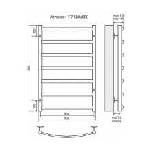 Водяной полотенцесушитель Terminus Атланта+ П7 500х800 4630080267640 Хром