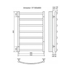 Водяной полотенцесушитель Terminus Атланта+ П7 500х800 4630080267640 Хром