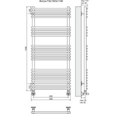 Водяной полотенцесушитель Terminus Ватра П22 500x1196 4620768886621 Хром