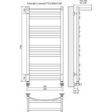 Водяной полотенцесушитель Terminus Енисей плюс П13 500x1100 4620768886713 с полкой Хром