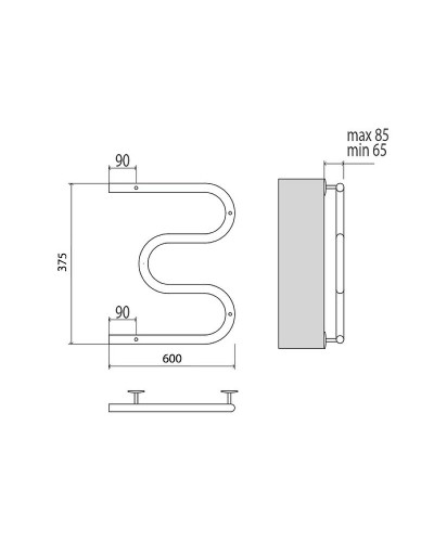 Электрический полотенцесушитель Terminus М-образный 600x350 4620768883927 Хром