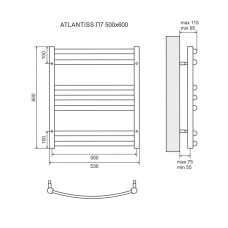 Водяной полотенцесушитель Lemark Atlantiss 50х60 LM32607RBL Черный
