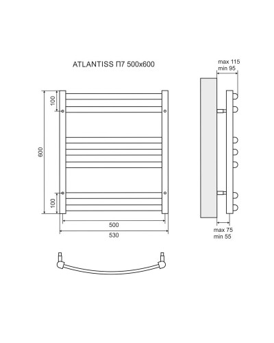 Водяной полотенцесушитель Lemark Atlantiss 50х60 LM32607RBL Черный