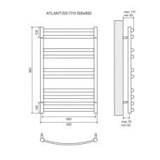 Электрический полотенцесушитель Lemark Atlantiss 50х80 LM32810REBL Черный