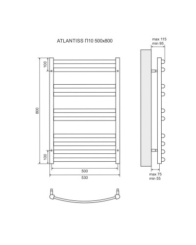 Электрический полотенцесушитель Lemark Atlantiss 50х80 LM32810REBL Черный