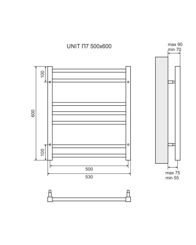 Водяной полотенцесушитель Lemark Unit П7 50х60 LM45607BL Черный