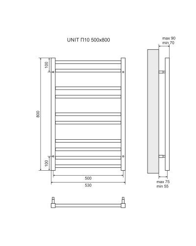 Электрический полотенцесушитель Lemark Unit П10 50х80 LM45810EBL Черный