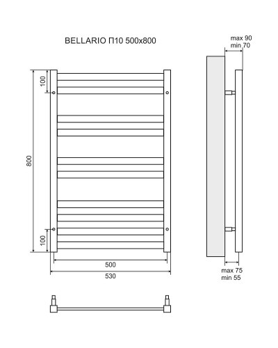 Водяной полотенцесушитель Lemark Bellario П10 50х80 LM68810BL Черный