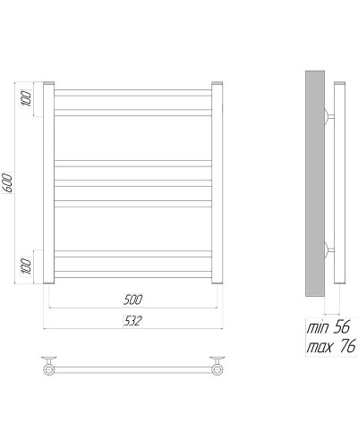 Водяной полотенцесушитель Lemark Ursus П7 50х60 LM72607BL Черный