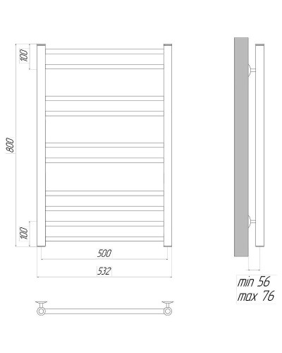 Водяной полотенцесушитель Lemark Ursus П10 50х80 LM72810BL Черный