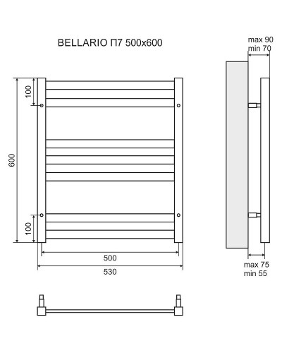 Электрический полотенцесушитель Lemark Bellario П7 50х60 LM68607EBL Черный