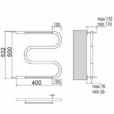 Водяной полотенцесушитель Terminus М-образный 500x400 4620768880322 с полкой Хром