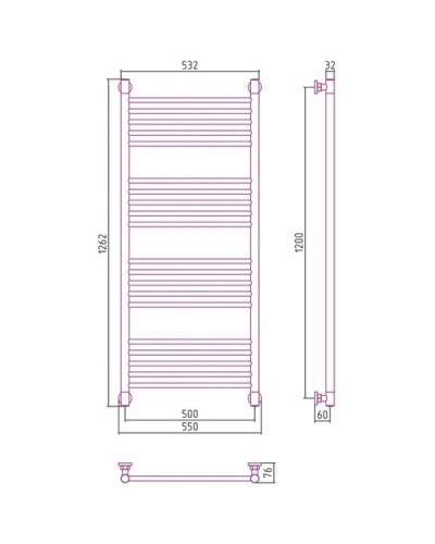 Полотенцесушитель водяной 1200х500 Сунержа Богема+ 00-0220-1250