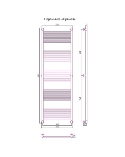 Полотенцесушитель водяной 1900х600 Сунержа Богема+ 00-0220-1960