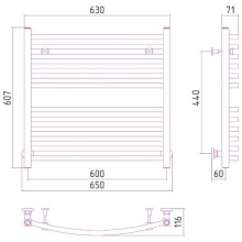 Полотенцесушитель водяной 600х600 Сунержа Аркус 00-0251-6060