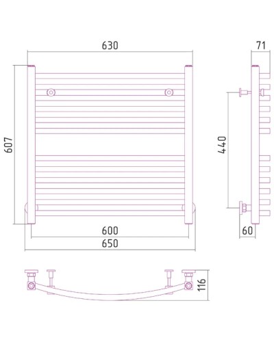 Полотенцесушитель водяной 600х600 Сунержа Аркус 00-0251-6060