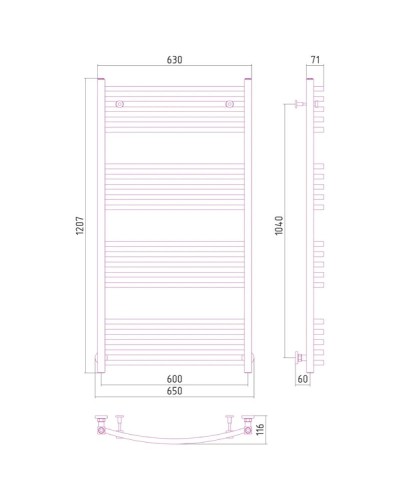Полотенцесушитель водяной 1200х600 Сунержа Аркус 00-0251-1260