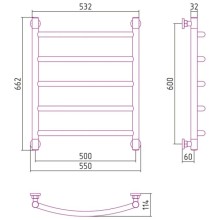 Полотенцесушитель водяной 600х500 Сунержа Галант+ 00-0200-6050