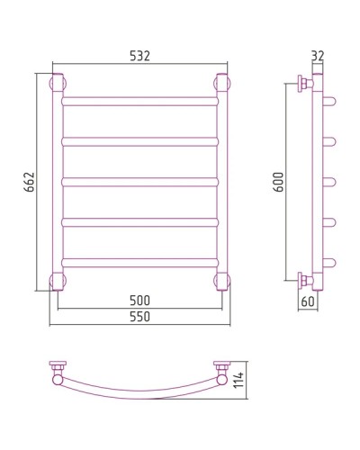 Полотенцесушитель водяной 600х500 Сунержа Галант+ 00-0200-6050