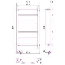Полотенцесушитель электрический 800х400 МЭМ правый Сунержа Галант 2.0 00-5201-8040