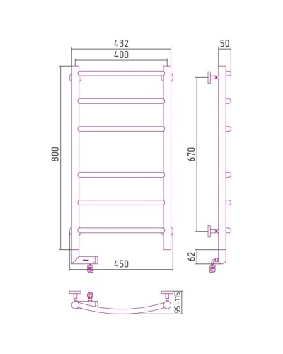 Полотенцесушитель электрический 800х400 МЭМ правый Сунержа Галант 2.0 00-5201-8040