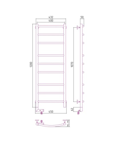 Полотенцесушитель электрический 1200х400 МЭМ правый Сунержа Галант 2.0 00-5201-1240