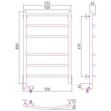 Полотенцесушитель электрический 800х500 МЭМ левый Сунержа Галант 2.0 00-5200-8050