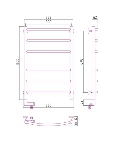 Полотенцесушитель электрический 800х500 МЭМ левый Сунержа Галант 2.0 00-5200-8050