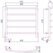 Полотенцесушитель электрический 600х600 МЭМ левый Сунержа Галант 2.0 00-5200-6060