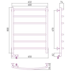 Полотенцесушитель электрический 800х600 МЭМ левый Сунержа Галант 2.0 00-5200-8060