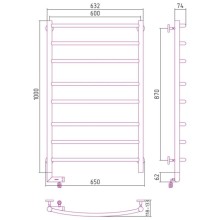 Полотенцесушитель электрический 1000х600 МЭМ правый Сунержа Галант 2.0 00-5201-1060